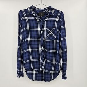 Rails Hunter Shirt Metallic Tinsel Blue Black White Plaid XS